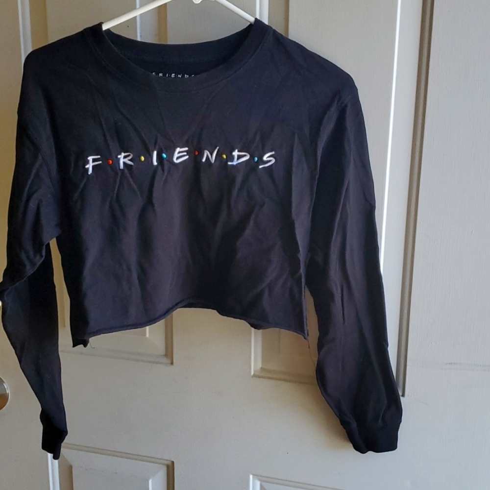 Friends long sleeve black crop top junior size med